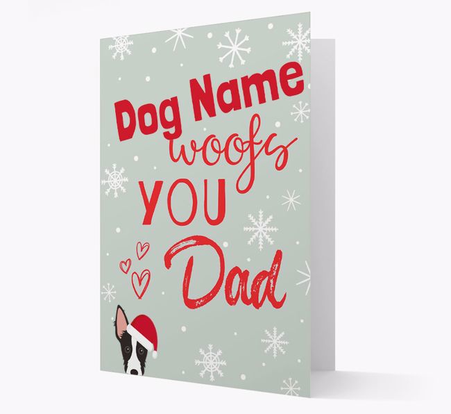 'I Woof You Dad' Card with your {breedFullName} Christmas Icon